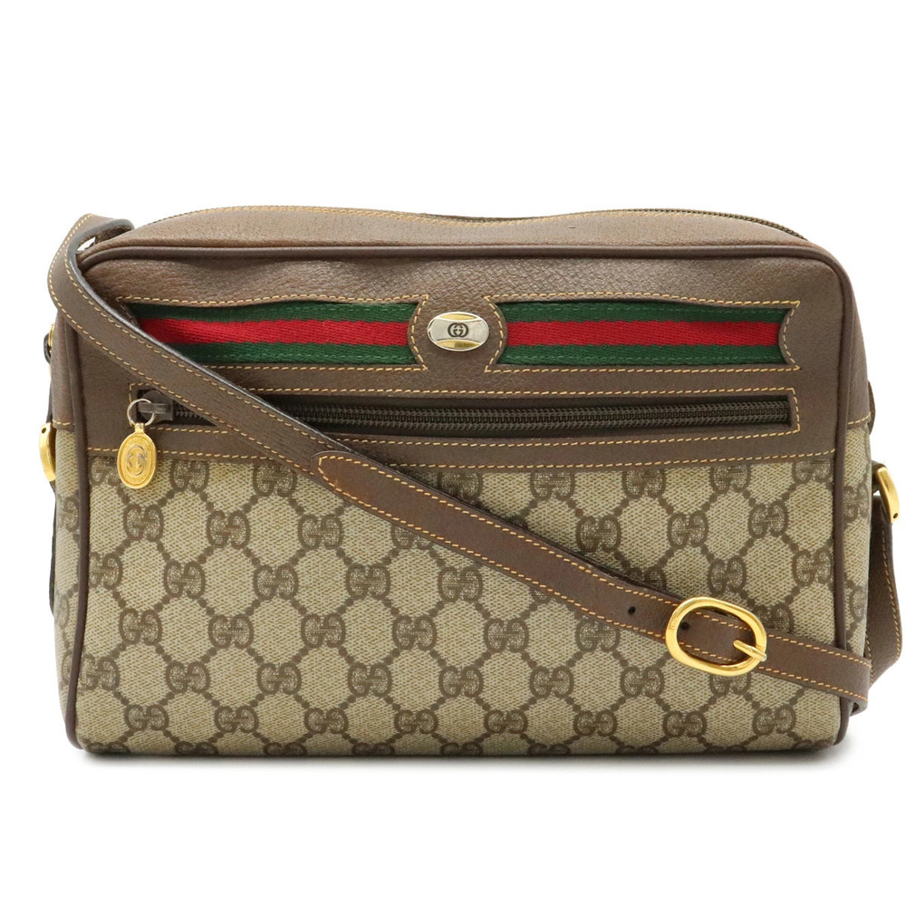 Gucci GG Plus Gucci Sherry Crossbody Bag Leather Beige Brown Cream Brown